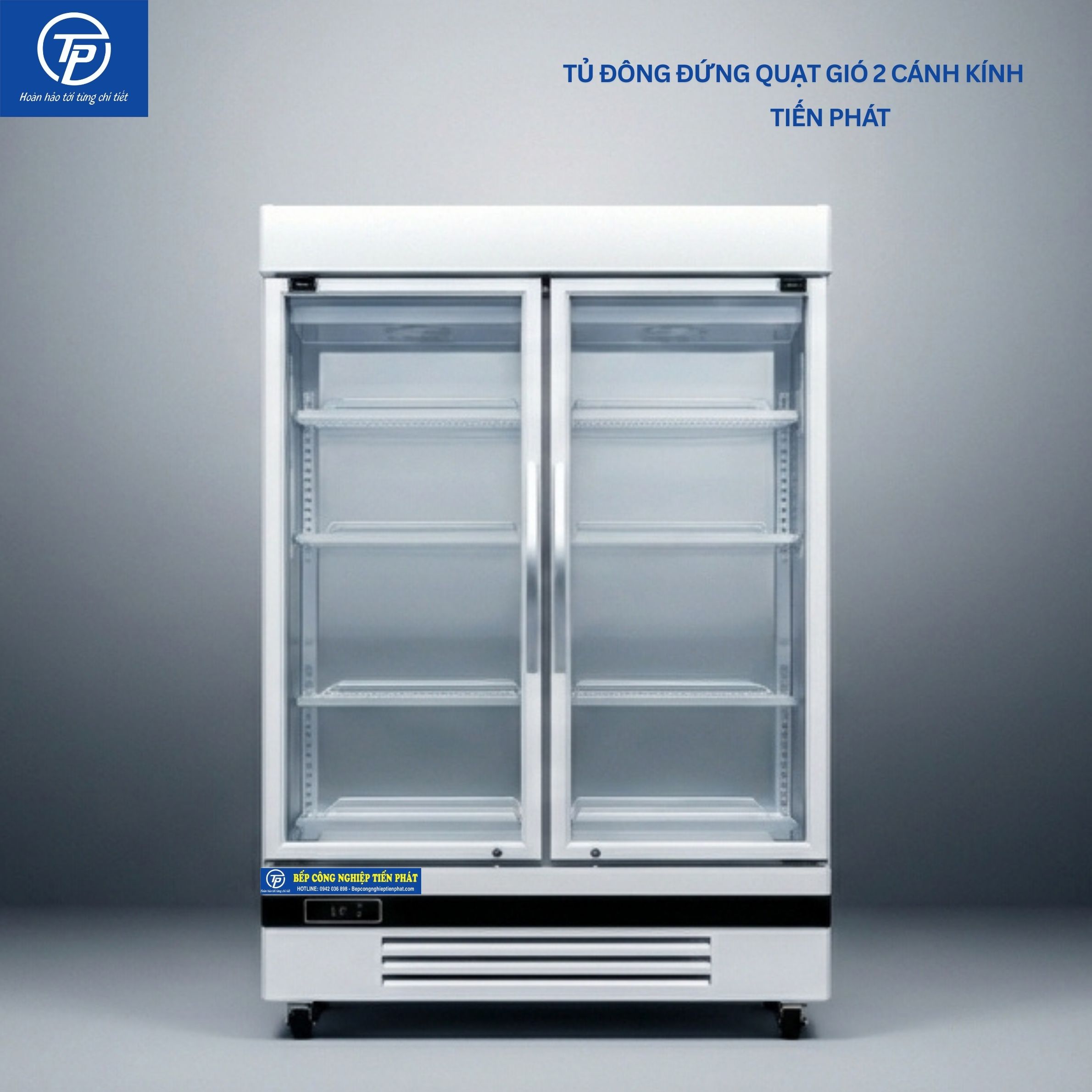 Tủ Đông Đứng Quạt Gió 2 Cánh Kính